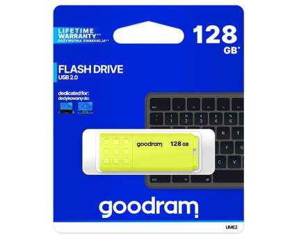 PenDrive GOODRAM 128GB UME2 odczyt 20MB/s USB 2.0 żółty